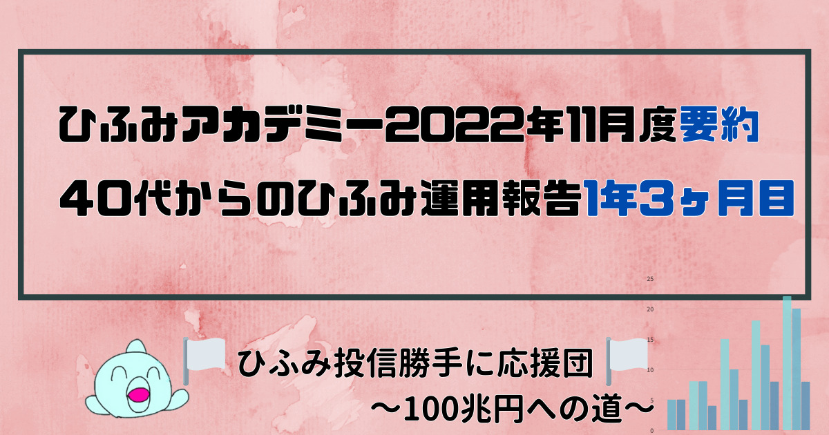 【ひふみアカデミー】2022年11月度月次運用報告会要約と個人の運用実績公開