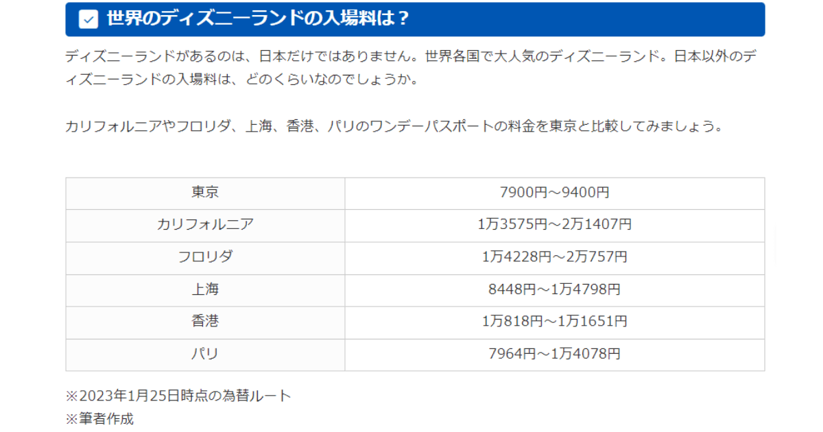 思わず仰天！世界の「ディズニーランド」の入場料を比較！|ファイナンシャルフィールド